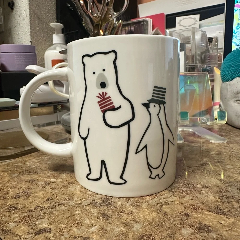 Crate&Barrel Joan Anderson 12-oz. Arctic Friends Bear and Penguin Christmas Mug